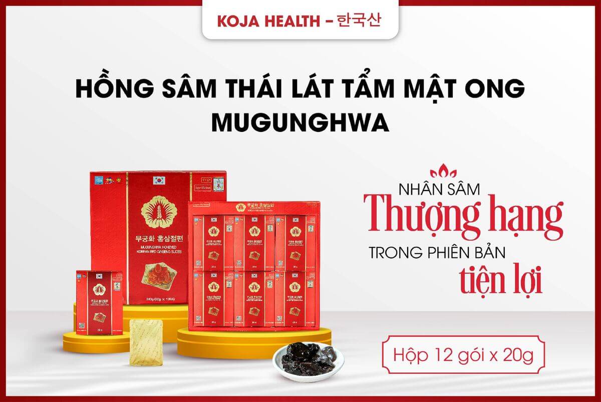 Hồng Sâm Mugunghwa Mật Ong Thái Lát 12 Gói X 20g